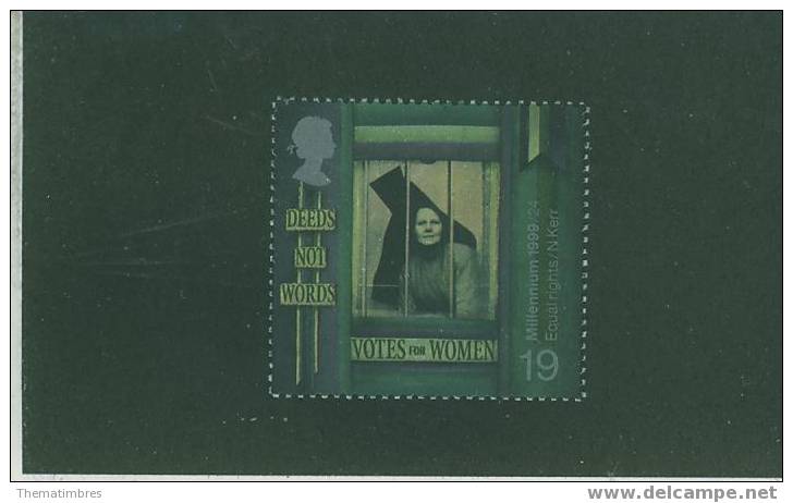 1GB0118 Droits Egaux Suffragette Emmeline Pankhurst 2116 Grande Bretagne 1999 Neuf ** - Sin Clasificación