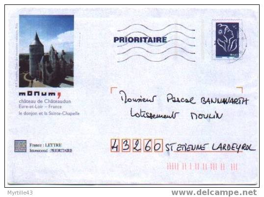 PAP TSC MONUM OBLITERE (Marianne De Lamouche Bleu) - CHATEAU DE CHATEAUDUN - Prêts-à-poster: TSC Et Repiquages Semi-officiels