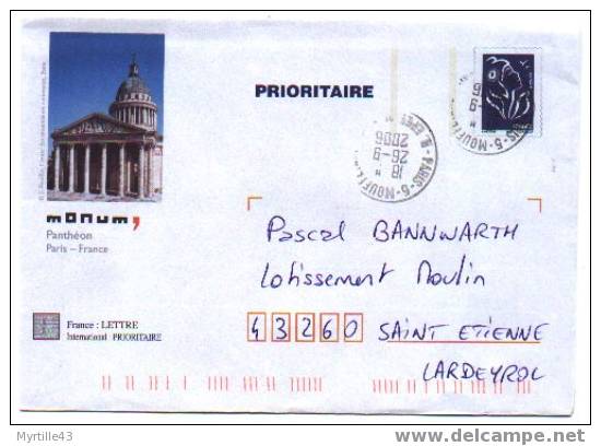 PAP TSC MONUM OBLITERE (Marianne De Lamouche Bleu) - PANTHEON - PAP : Su Commissione Privata TSC E Sovrastampe Semi-ufficiali