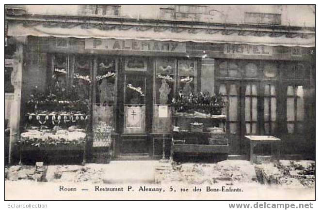 Rouen     76  .  Restaurant Alemany  Raison Sociale Du Restaurant Imprimée Au Dos.  Bon état   (voir Scan) - Rouen