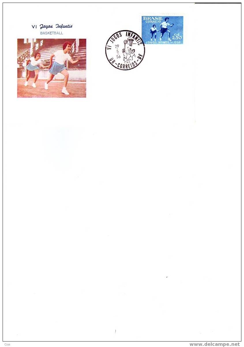 BRASILE 1956 - FDC - Yvert  618 - Annullo Speciale Illustrato - Basket - Basket-ball