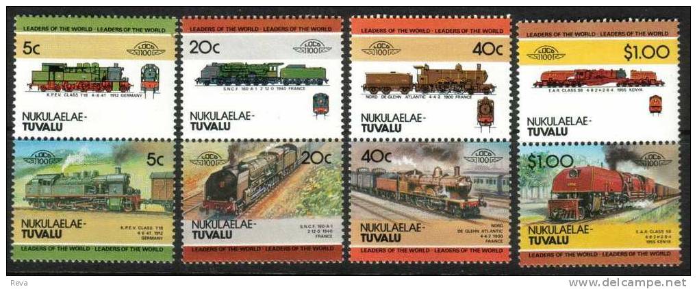 TUVALU NUKULAELAE  TRAIN TRAINS  TRANSPORT  SET OF 4 PAIRS 1984 OR 85 MINT SG ? SPECIAL PRICE !!READ DESCRIPTION !! - Tuvalu