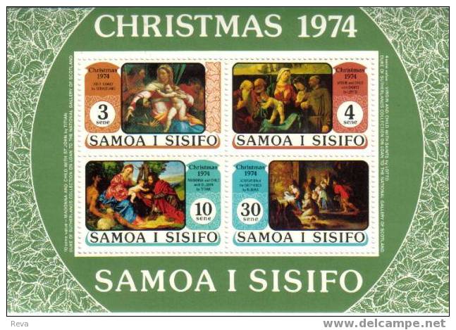 SAMOA   RELIGION  CHRISTMAS   SET OF 4  ON  M/S  1974  MINT SG 407-10   SPECIAL PRICE !! - Samoa