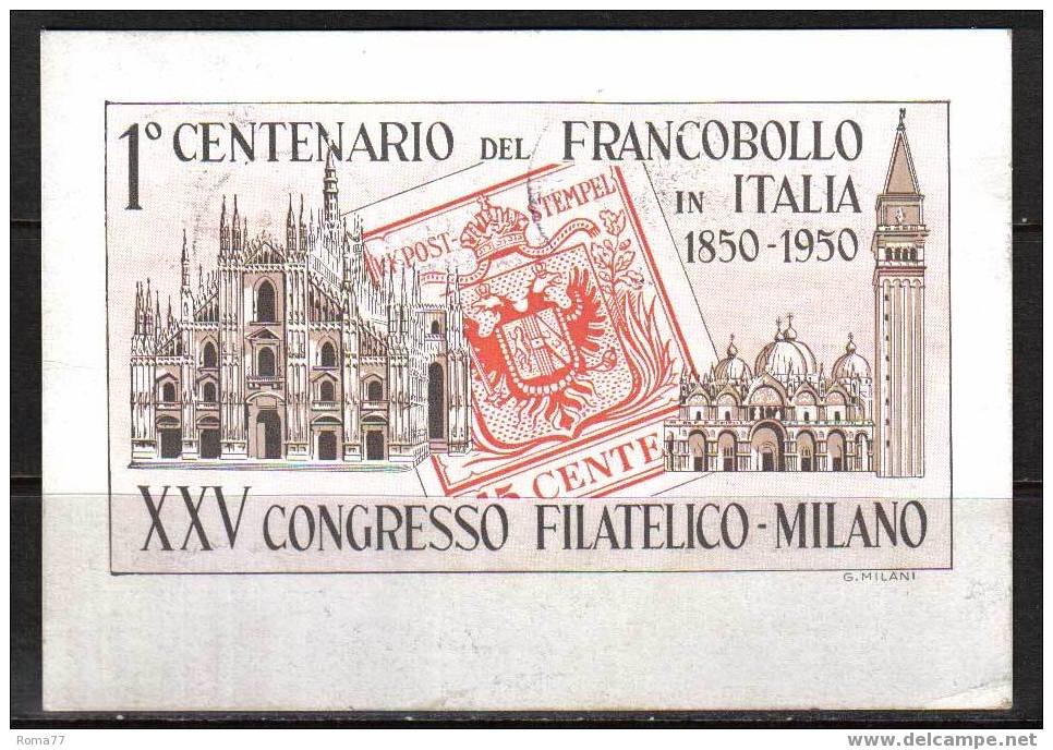BOL1195 - REPUBBLICA , CONGRESSO DI MILANO  30/5/1950 - Bolsas Y Salón Para Coleccionistas