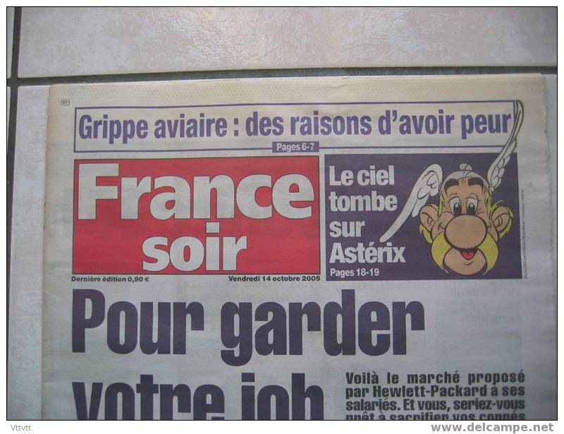 France Soir (14 Octobre 2005) : Asterix, Obélix  (Une Et Papier), Sortie Du 33e Album. Etat Impeccable. - Astérix