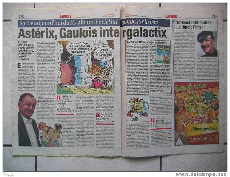 France Soir (14 Octobre 2005) : Asterix, Obélix  (Une Et Papier), Sortie Du 33e Album. Etat Impeccable. - Asterix