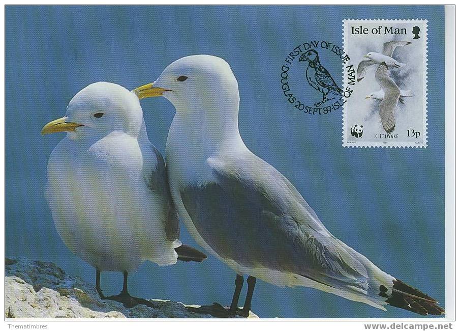 WM0277 Mouette Ile De Man 1989 WWF FDC Premier Jour MAXIMUM - Seagulls