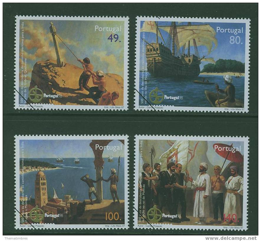 SPE0092 Specimen Route Maritime Des Indes Vasco De Gama Voilier  2202 à 2205 Portugal 1997 Neuf ** - Unused Stamps
