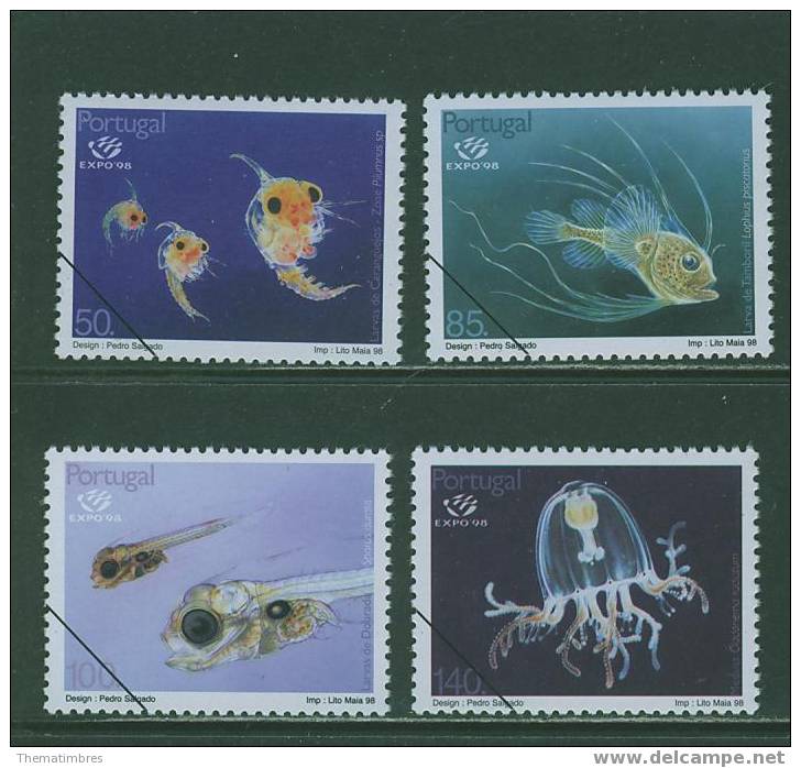 SPE0095 Specimen Plancton Larves De Crabe Baudroie Dorade Meduse 2221 à 2224 Portugal 1998 Neuf ** - Ungebraucht