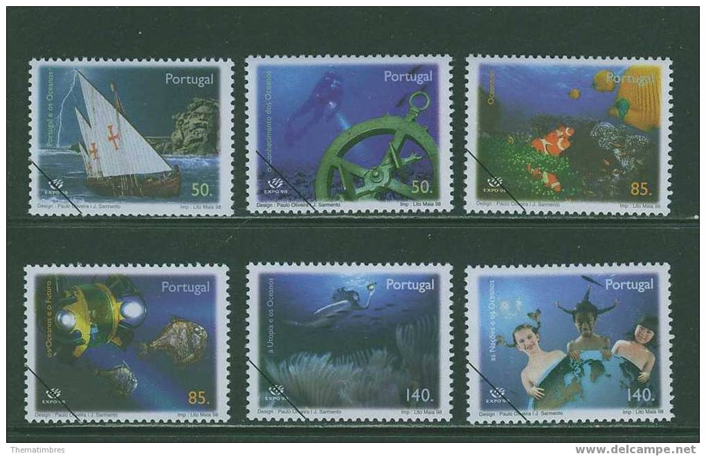 SPE0099 Specimen Les Oceans Caravelle Compas Plongeur Poisson Clown Sirene 2232 à 2237 Portugal 1998 Neuf ** - Ungebraucht