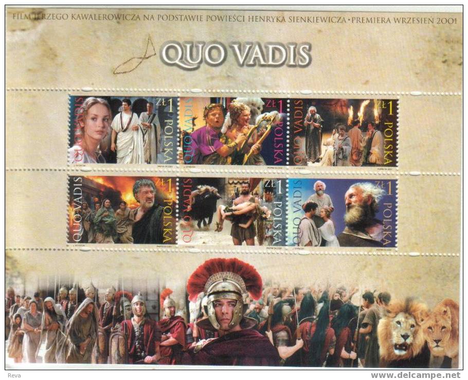 POLAND   MOVIE  QUO  VADIS  WOMAN   RELIGION    SET  OF  6  ON M/S  2001  MINT   SG?   SPECIAL PRICE !! - Unused Stamps