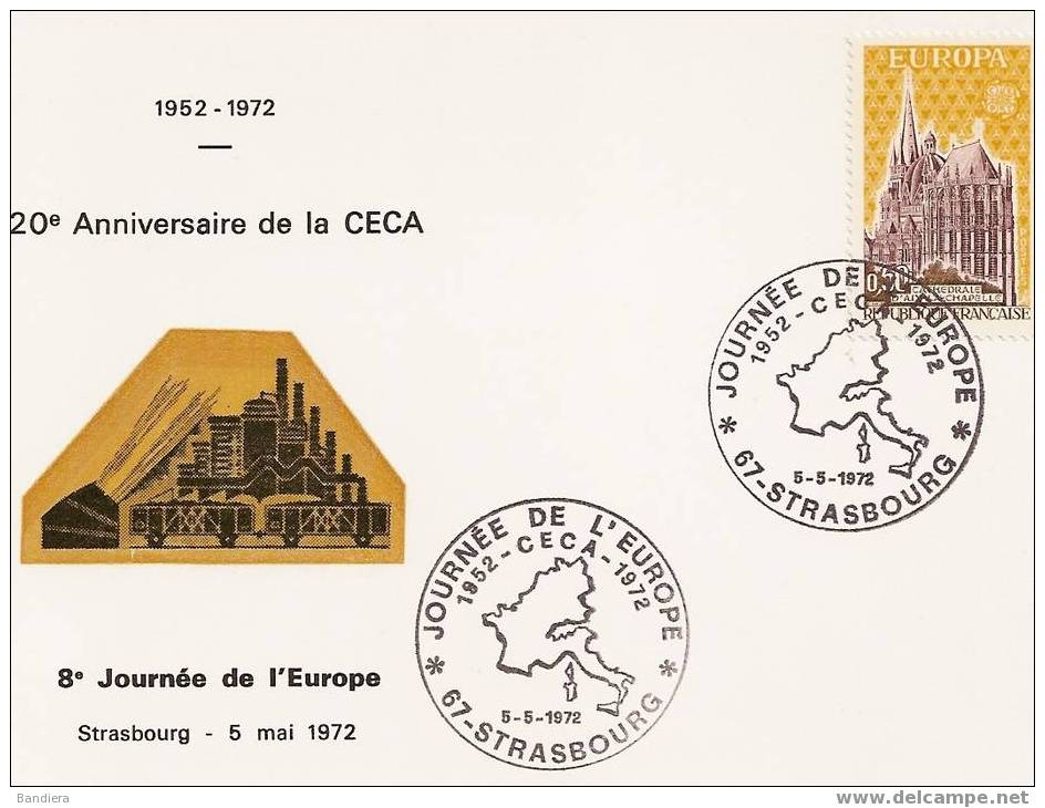 Europa France 1972- 1 Carte 1er Jour Journée De L´Europe 20 Ann. C.E.C.A. - 1972