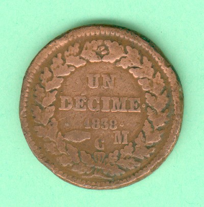 UN  DECIME  HONORE  V   CM  1838   N9 - 1819-1922 Honoré V, Charles III, Albert I