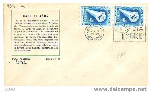 FDC D'Argentine (Argentina) "50 Anniversaire De L'exploitation Pétrolière" Du 21/12/1957 - Pétrole