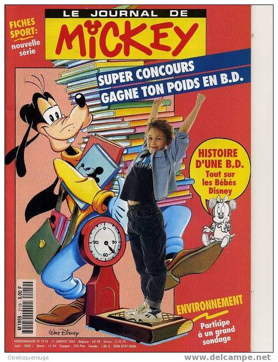 JOURNAL DE MICKEY N° 2119 JAN 199370 PAGES - Journal De Mickey