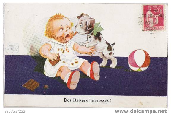 CPA PETIT ILLUSTRATEUR ANGLAIS  D´ENFANTS    JOHN WILLS - PETITE FILLE ET SON CHIEN - Wills, John