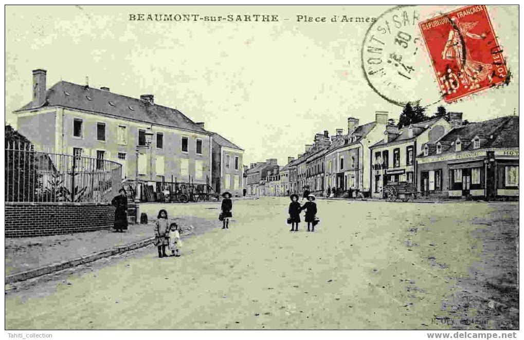 BEAUMONT-sur-SARTHE - Place D'Armes Et Route D'Alençon - Beaumont Sur Sarthe