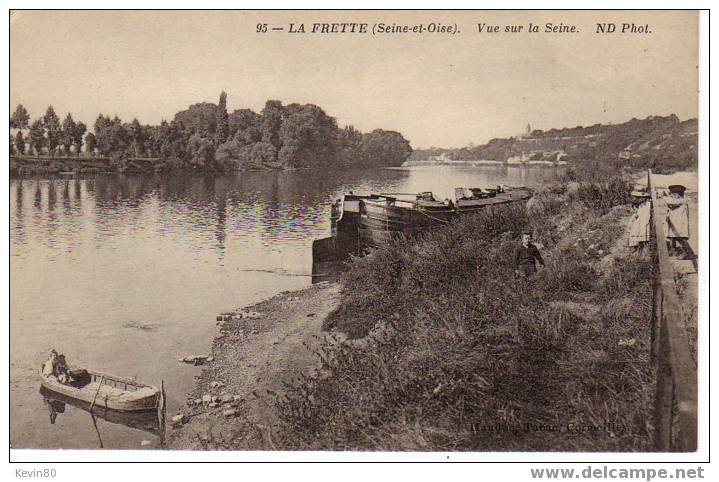 95 LA FRETTE Vue Sur La Seine Cpa Animée - La Frette-sur-Seine