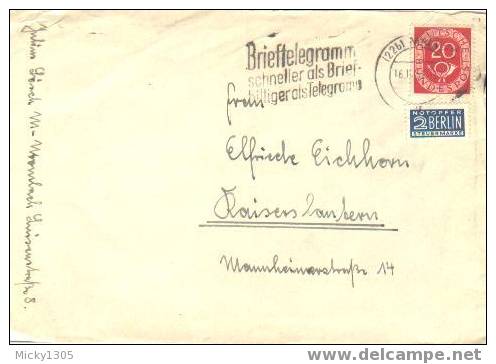 Germany - Umschlag Echt Gelaufen / Cover Used # 16.10.1952 (1381)- - Lettres & Documents