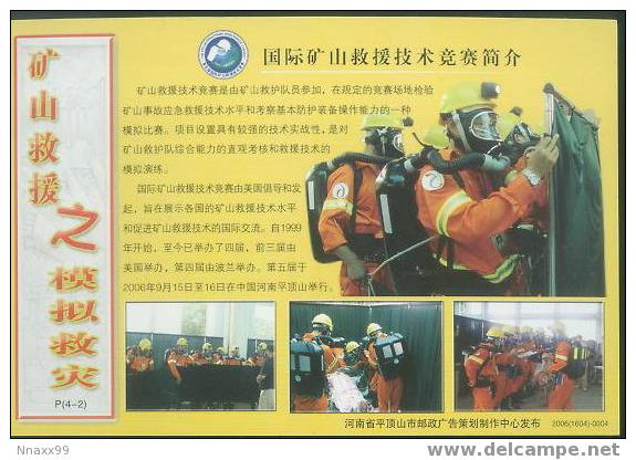 Safe Production Inspect Work - 2006 China 5th International Mine Rescue Contest Prepaid Postcard - B - Primeros Auxilios