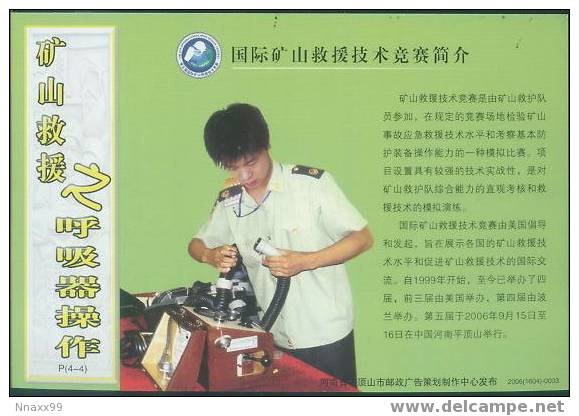 Safe Production Inspect Work - 2006 China 5th International Mine Rescue Contest Prepaid Postcard - D - Primeros Auxilios