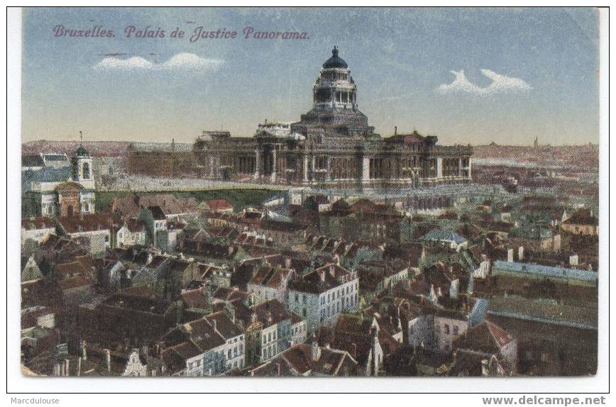 Bruxelles. Brussel. Panorama. Palais De Justice. Justitiepaleis. Panorama. Colorisée. Gekleurd. - Panoramische Zichten, Meerdere Zichten