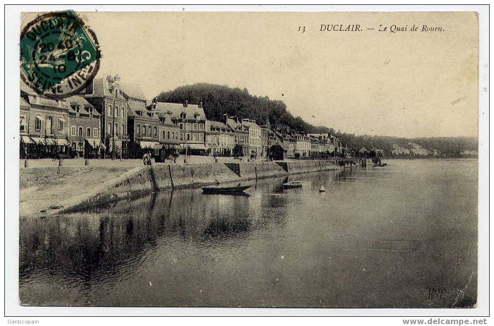 H91 - DUCLAIR - Le Quai De Rouen (1910 - Oblitération De Duclair) - Duclair