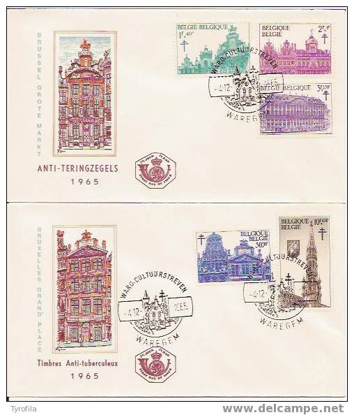 België  FDC  1354/1358   Waregem    Grote Markt Brussel - 1961-1970