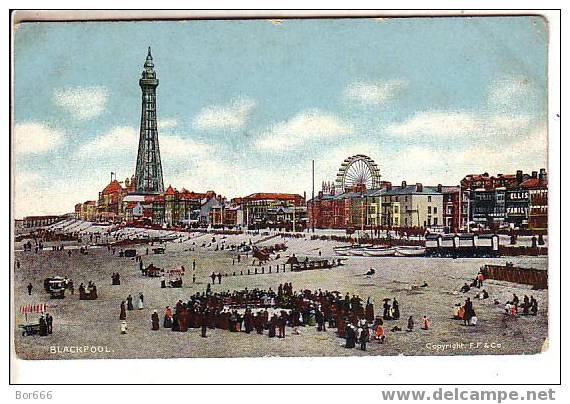 GOOD OLD BREAT BRITAIN POSTCARD - BLACKPOOL View - Beach Scene - Blackpool