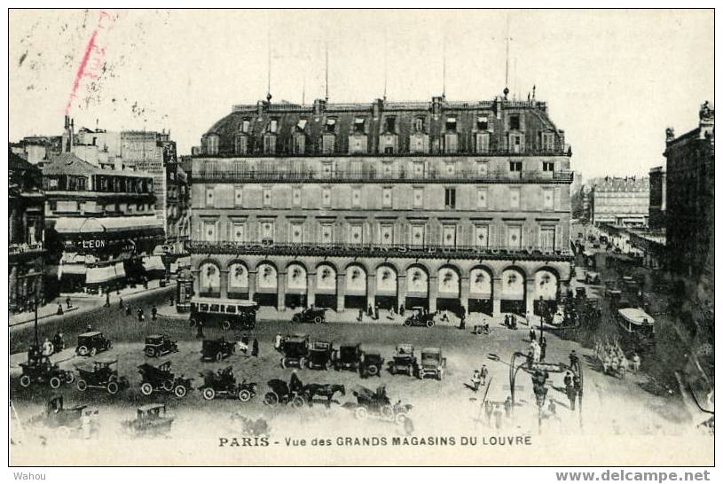 PARIS   -   Vue Des GRANDS MAGASINS Du LOUVRE      (carte Animée Ayant Voyagé En 1929) - Geschäfte