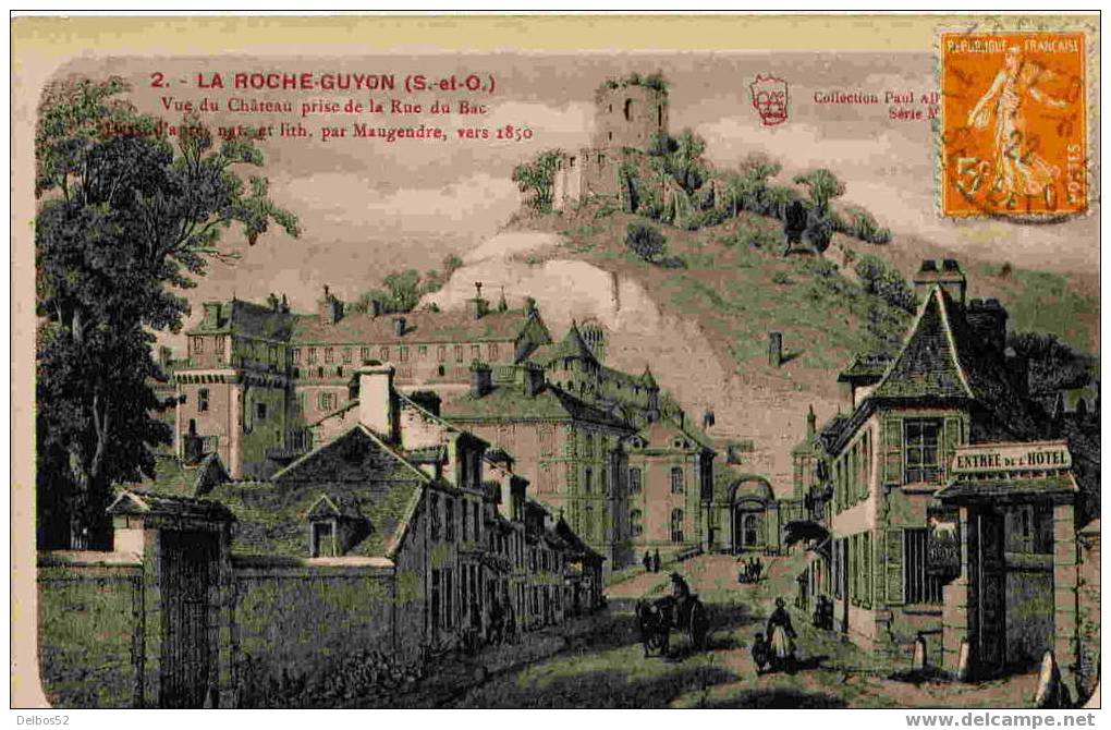26 -La Roche-Guyon - Vue Du Chateau Prise De La Rue Du Bac - D'apres Maugendre Vers 1850 - La Roche Guyon