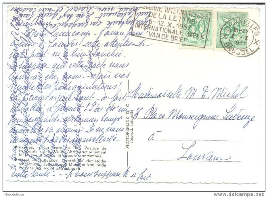 Bruxelles. Brussel. La Porte De Hal. Hallepoort. 2 Timbres - Postzegels N° 857. Vestige De L'enceinte De La Ville. - Museen