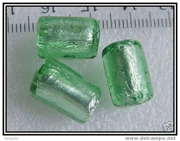 1 Perle Artisanale Dichroic Tube Vert Sur Feuille D´argent Environ 15x10mm - Perlas