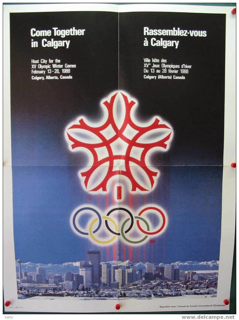 Affiche** Jeux Olympiques D´hiver Calgari 1988 Reproduction 50 X 65 Cm - Autres & Non Classés