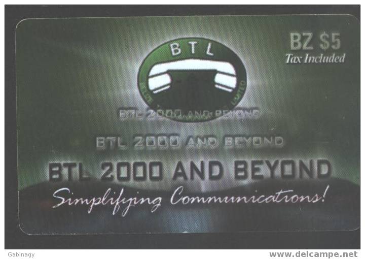 BELIZE - PREPAID - BTL 2000 AND BEYOND BZ$5 - Belice