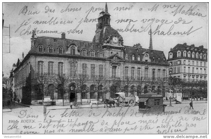 76..ROUEN..LA BOURSE..ATTELAGE + POSTE DOUANES FRANCAISE - Arques-la-Bataille