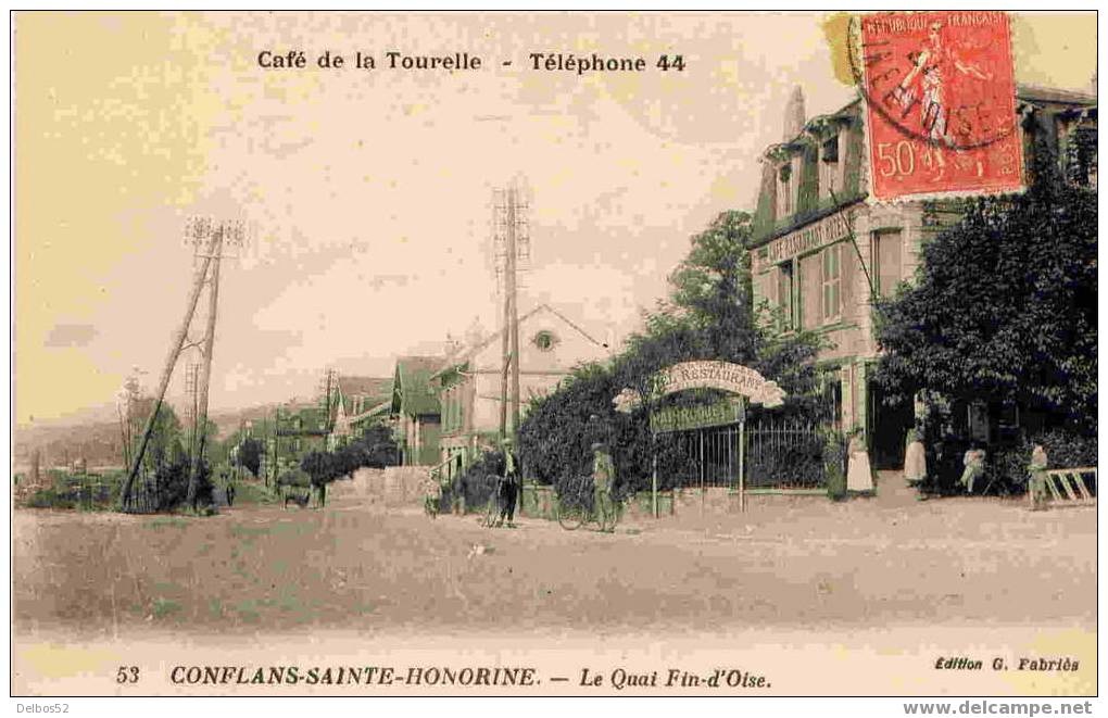Cafe De La Tourelle  Telephone 44 / 53 .  Conflans-Sainte-Honorine - Le Quai Fin D'Oise - Conflans Saint Honorine