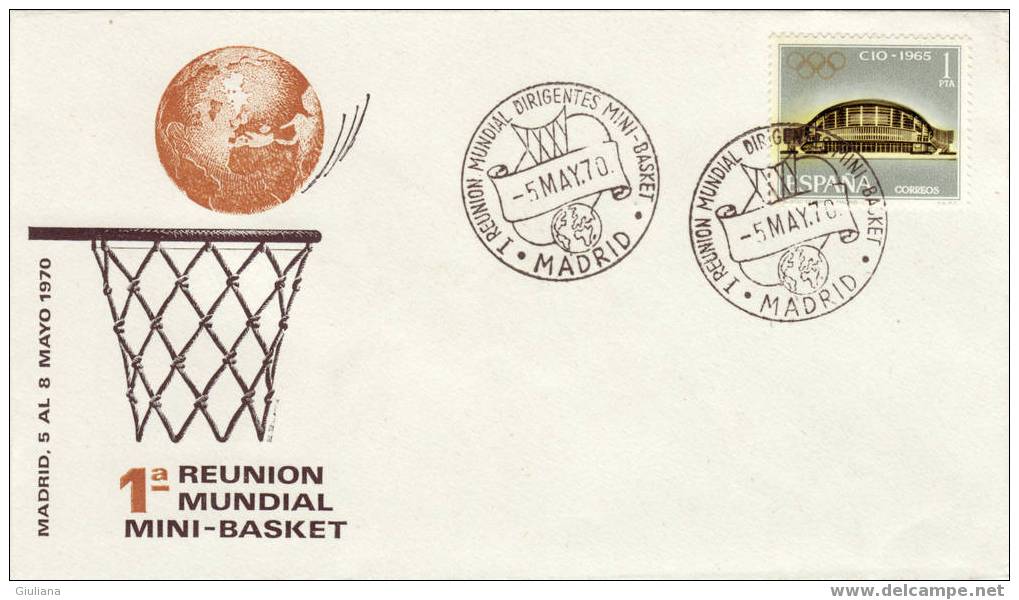 Spagna - FDC Con 2  Annulli Speciali Fig.5/5/70 - Riunione Mond.dir. Mini-basket - Basket-ball