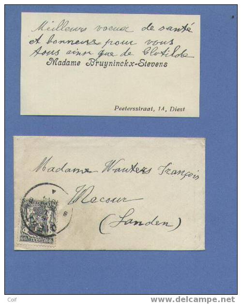 527 Op Naamkaartomslagje "carte Visite" (met Inhoud)  Met Stempel DIEST - 1935-1949 Kleines Staatssiegel