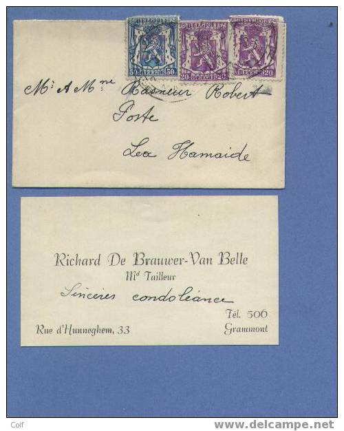 422(2)+426 Op Naamkaartomslagje "carte Visite" (met Inhoud) - 1935-1949 Small Seal Of The State