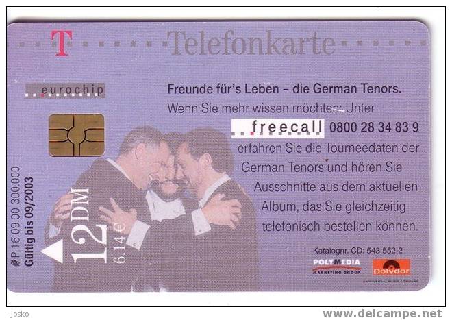 Germany - Allemagne - Classic Music - Musik - Musica - Musical - Musicale - Musique - GERMAN TENORS  P 16 09.00 - P & PD-Series : Guichet - D. Telekom