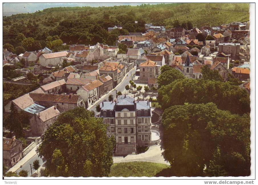 CPSM Colorisée Glacée De Domont (Val D'Oise 95): En Avion Au Dessus De Domont. Centre Du Pays - Domont