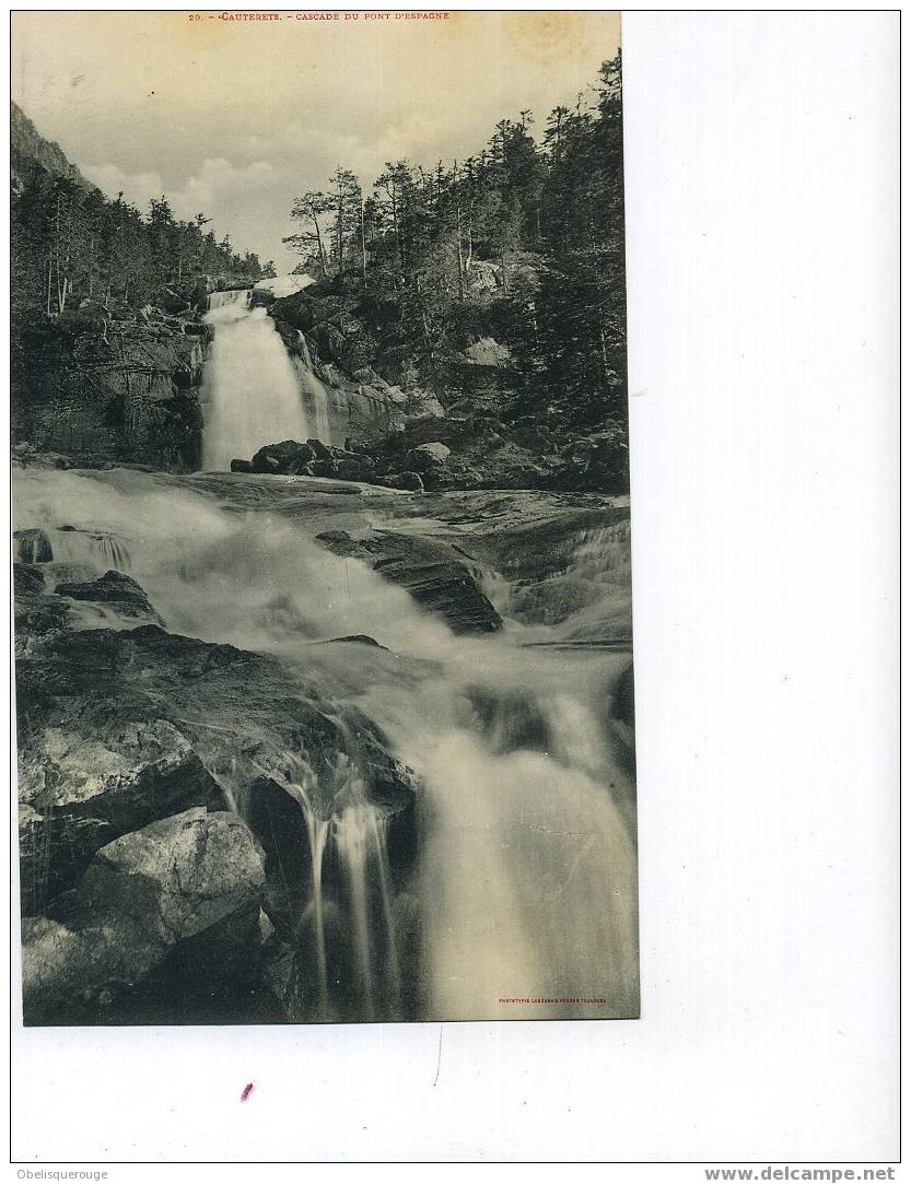 65 CAUTERETS  PONT D ESPAGNE LA CASCADE N° 29 CARTE TRIPLE25.5CMX15 CM AVANT 1905 - Aragnouet