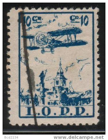 POLAND 1925 LOPP L.O.P.P. REVENUE POLISH NATIONAL AIR & ANTI-GAS DEFENCE LEAGUE FUND LABEL WARSAW 10 GR BLUE - Steuermarken