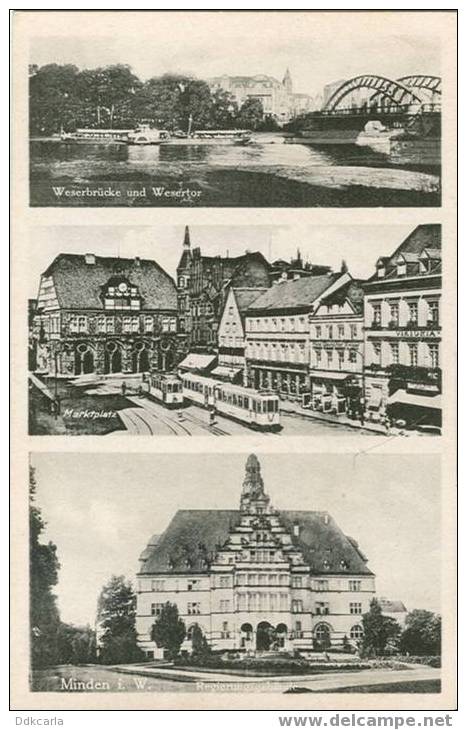 Minden I. Westfalen - Weserbrücke Und Wesertor - Marktplatz - Regierungsgebäude - Minden