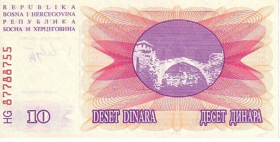 BOSNIE HERZEGOVINE   10 Dinara   Daté Du 01-07-1992   Pick 10a    ***** BILLET  NEUF ***** - Bosnie-Herzegovine