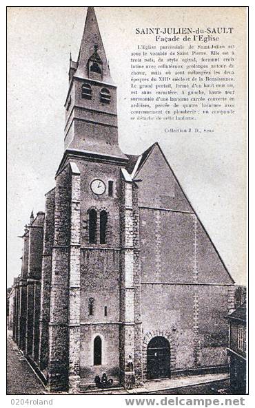 St Julien Du Sault - Façade De L'Eglise - Saint Julien Du Sault