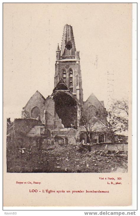 BELGIQUE LOO L´Eglise Aprés Un Premier Bombardement - Lo-Reninge