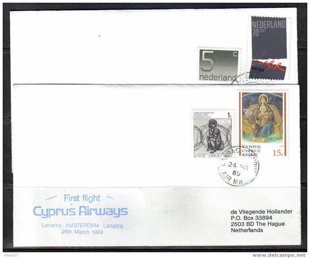 BOL1438 - CYPRUS AIRWAYS : 1st FLIGHT LANARCA AMSTERDAM - Covers & Documents