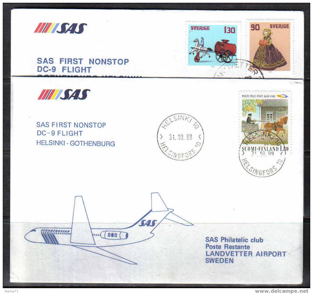 BOL1446 - FINLANDIA : SAS 1st NOSTOP FLIGHT HELSINKI GOTHENBURG - Lettres & Documents